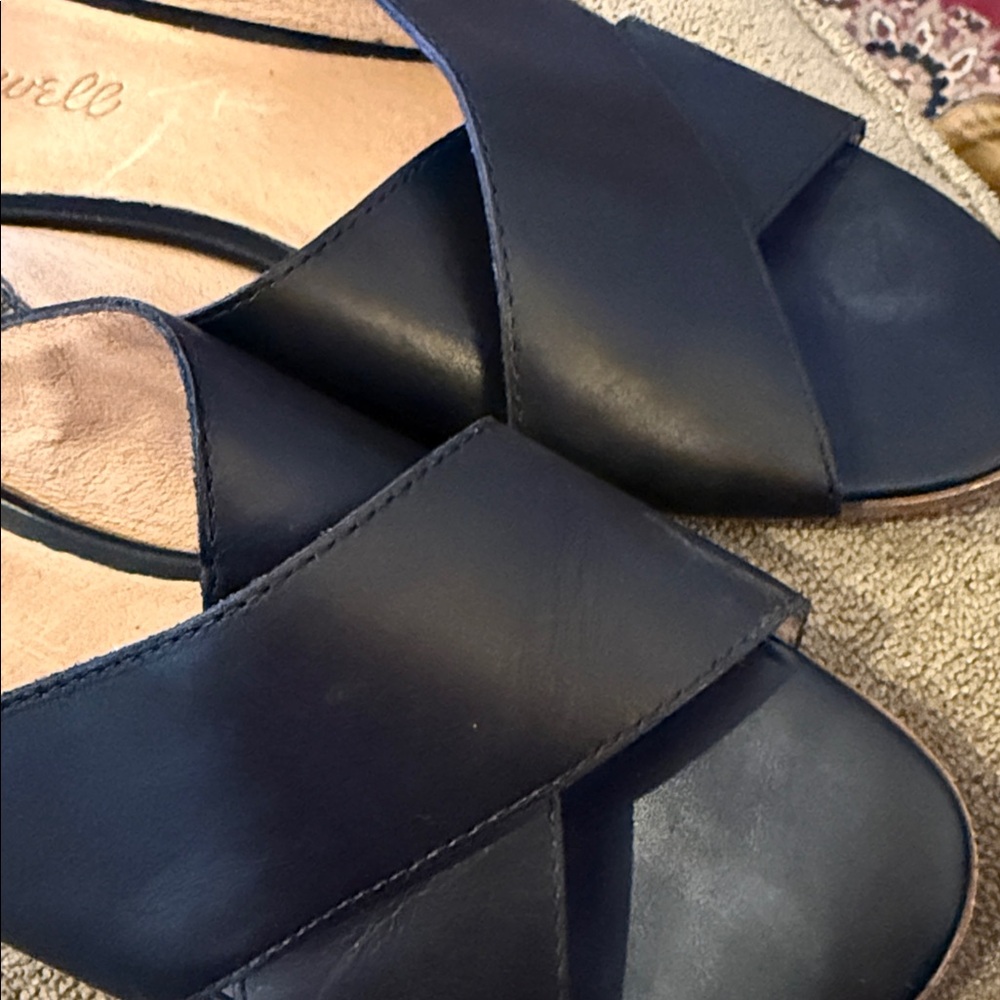 Madewell Black Leather Sandals Heels Shoes L2361 Size 7.5 (TD) - Picture 8 of 8